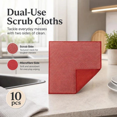 10 Pack Kitchen Cleaning Cloth,Red,30×30cm
