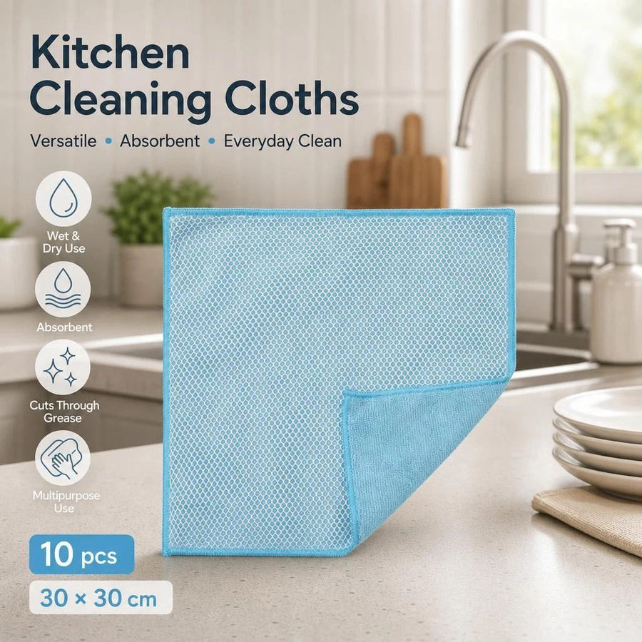10 Pack Kitchen Cleaning Cloth,Blue,30×30cm