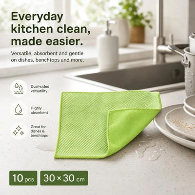 10 Pack Kitchen Cleaning Cloth,Green,30×30cm