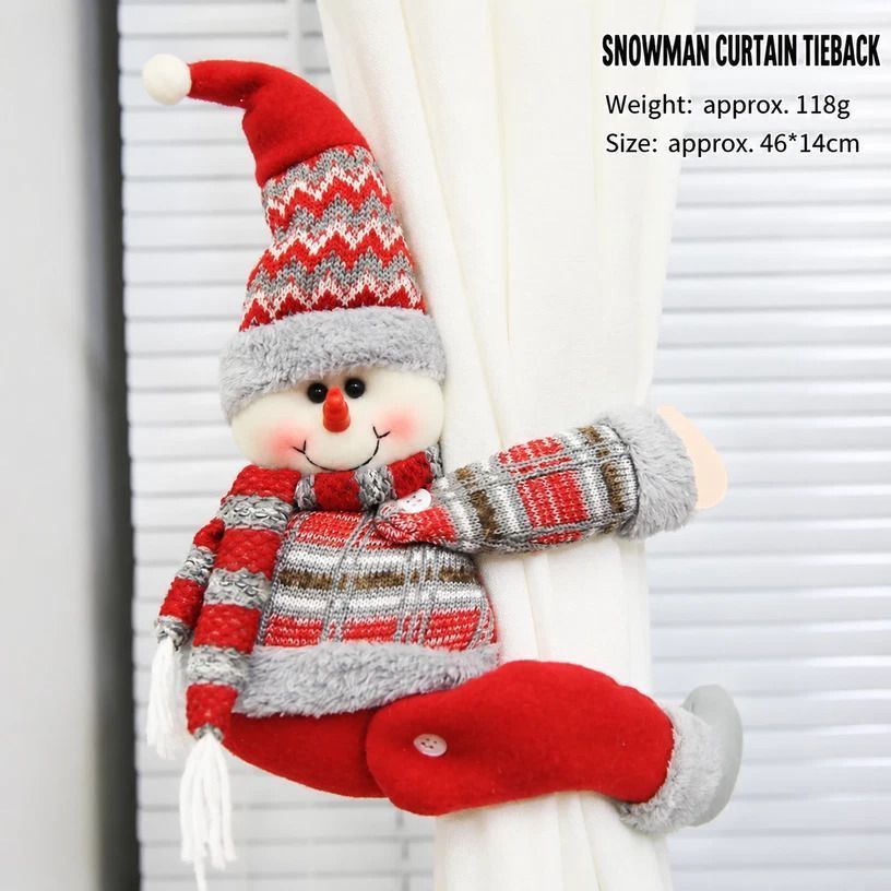 2Pcs Christmas Snowman Curtain Tiebacks