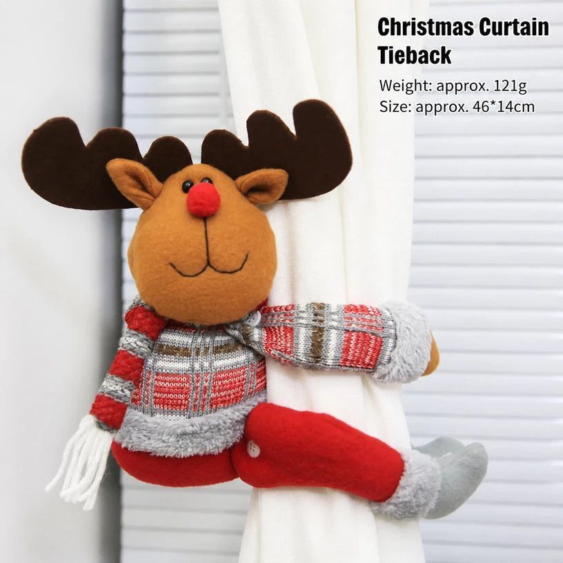 2Pcs Christmas Reindeer Curtain Tiebacks