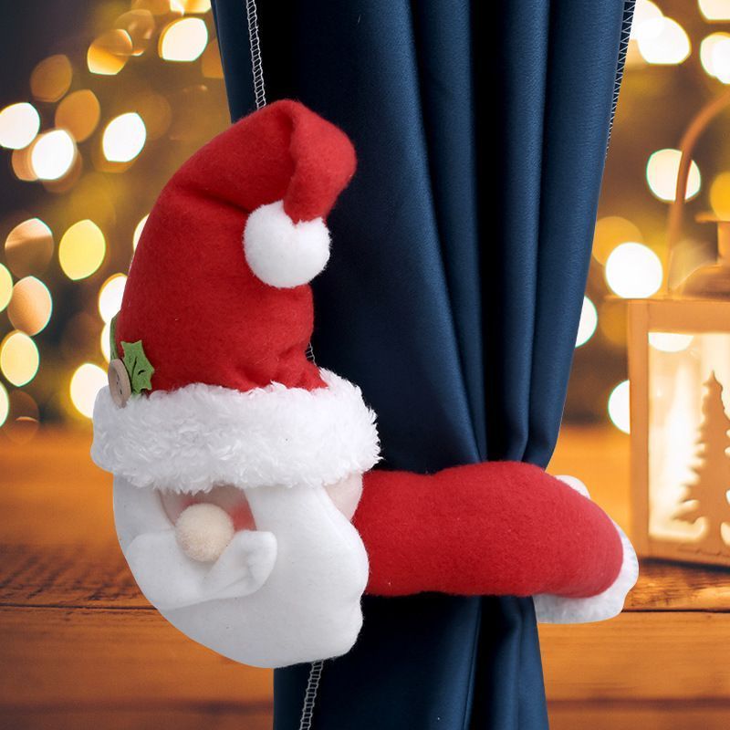 2Pcs Christmas Straight Bar Santa Curtain Tiebacks