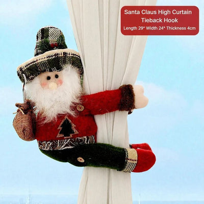2Pcs Christmas Tall Hat Santa Curtain Tiebacks