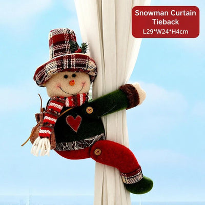 2Pcs Christmas Tall Hat Snowman Curtain Tiebacks