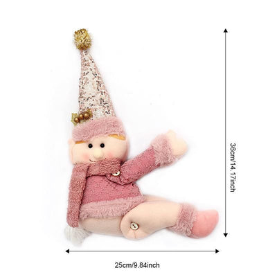 2Pcs Christmas Pink Curtain Tieback With Golden Sequin Ball Hat