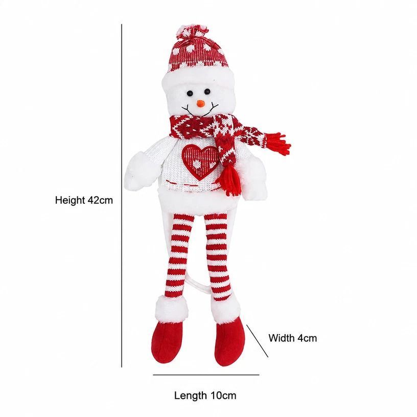 2Pcs Christmas Red & White Long Leg Snowman Curtain Tiebacks