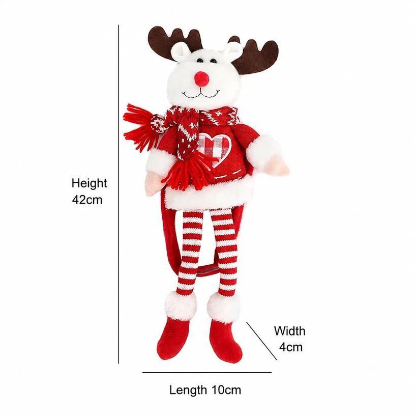 2Pcs Christmas Red & White Long Leg Reindeer Curtain Tiebacks