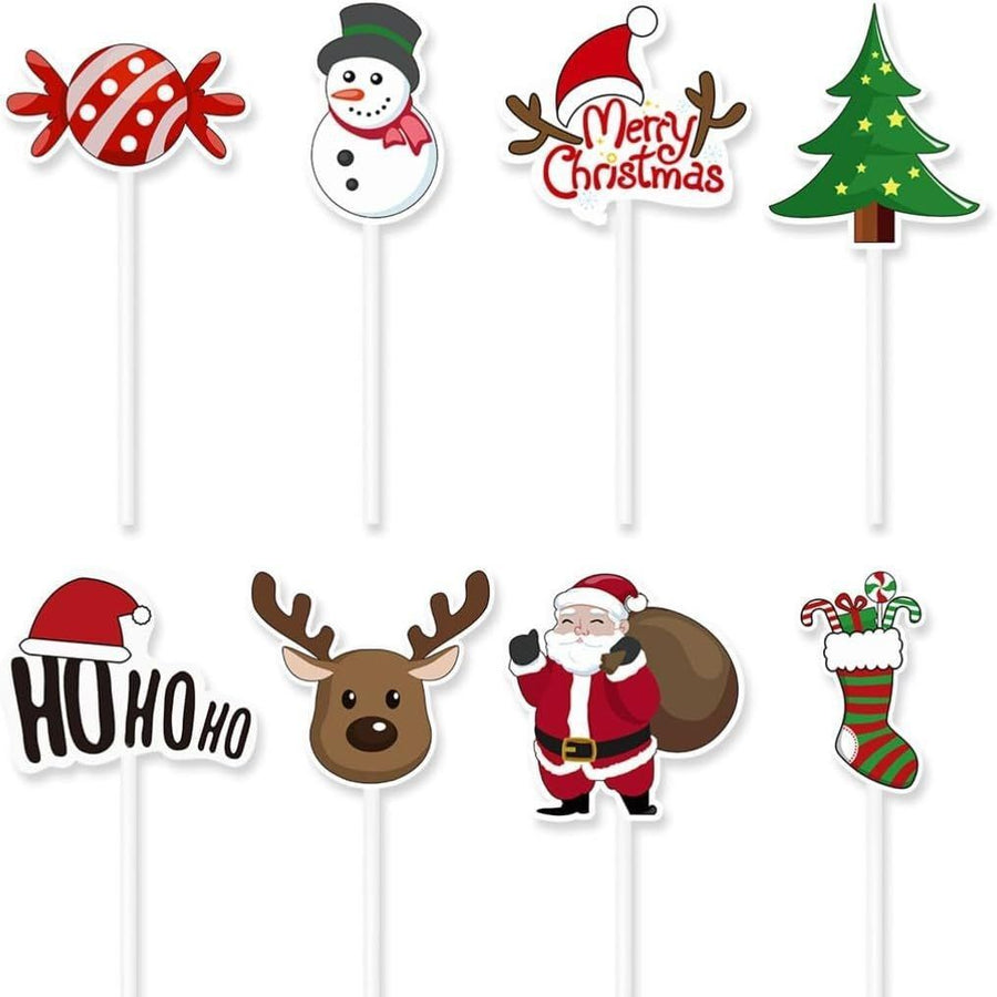20 Sets Christmas Cake Toppers (8 Pieces Per Set)