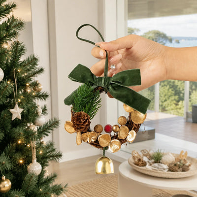 2 Pack D9 Christmas Pine Wreath Ornament Green