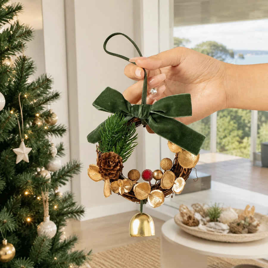 2 Pack D9 Christmas Pine Wreath Ornament Green