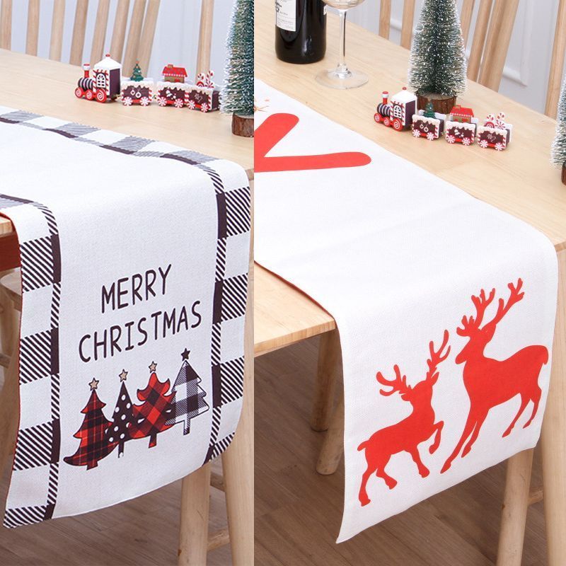 2Pcs Christmas Printed Table Runner 007