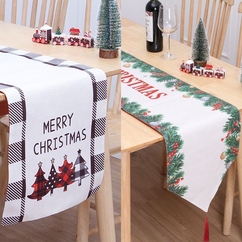 2Pcs Christmas Printed Table Runner 009