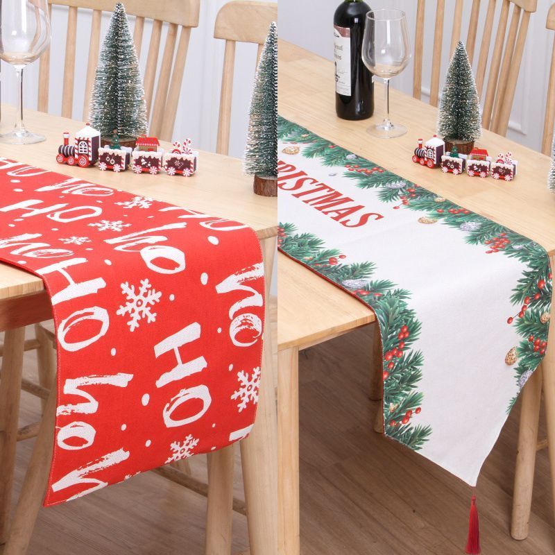 2Pcs Christmas Printed Table Runner 012