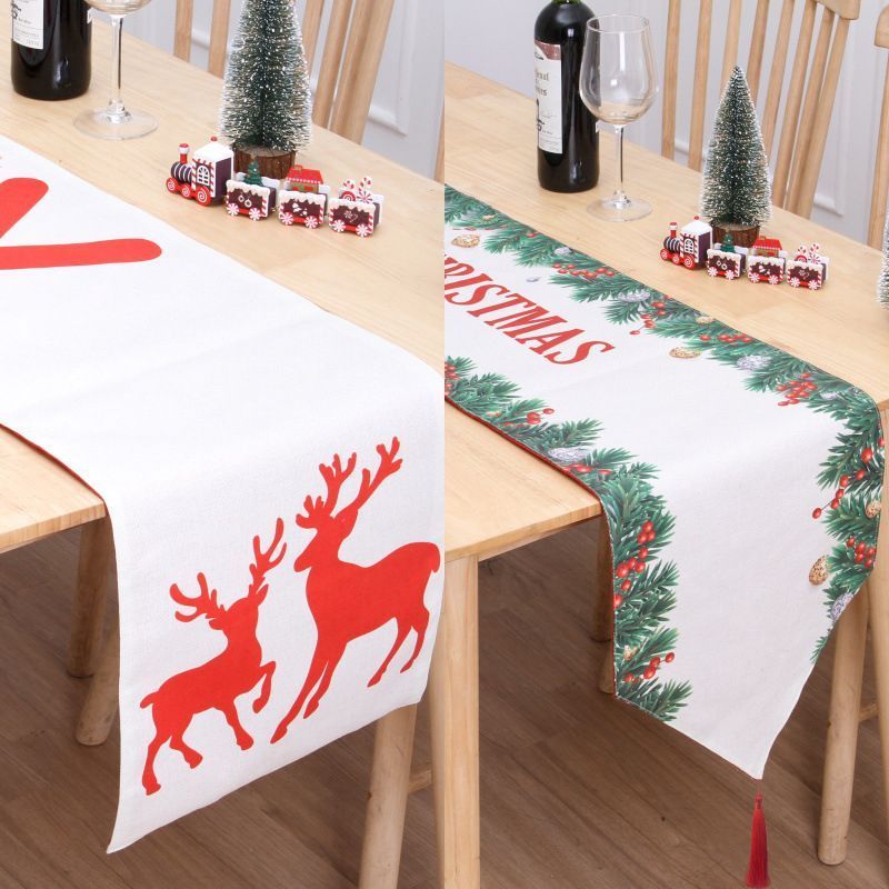 2Pcs Christmas Printed Table Runner 014