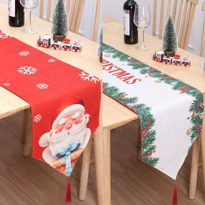2Pcs Christmas Printed Table Runner 015