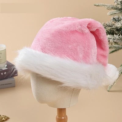 4pcs High Pile Santa Hat, Pink (Short)