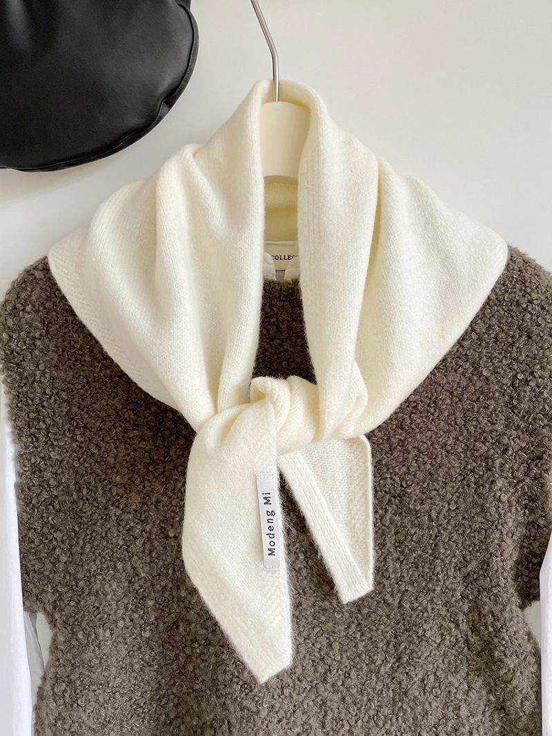 2pcs Fashion Warm Triangle Scarf - Cream White, 35×105cm