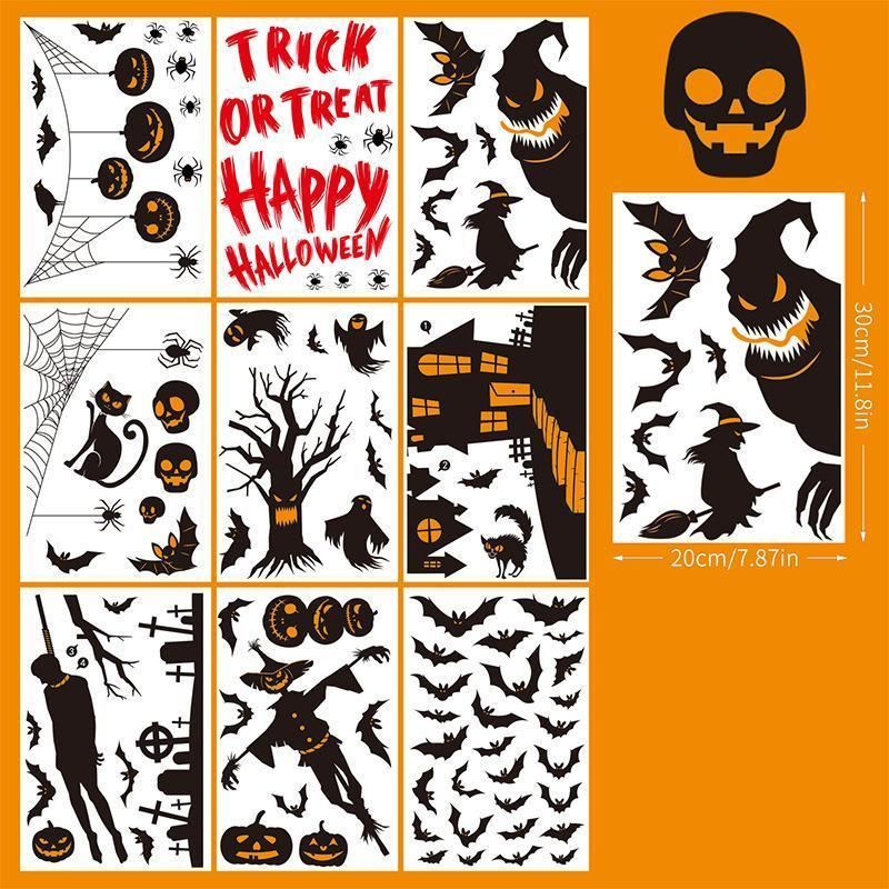 2Sets W05 Halloween Static Window Stickers (9 Sheets Per Set)
