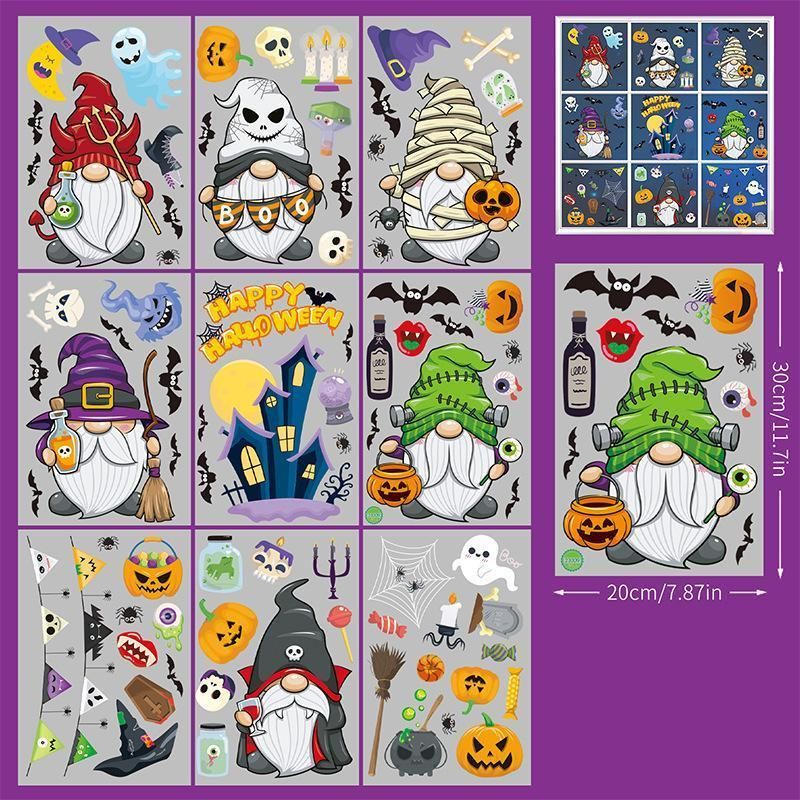 2Sets W09 Halloween Static Window Stickers (9 Sheets Per Set)