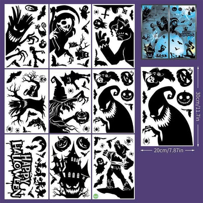 2Sets W14 Halloween Static Window Stickers (9 Sheets Per Set)