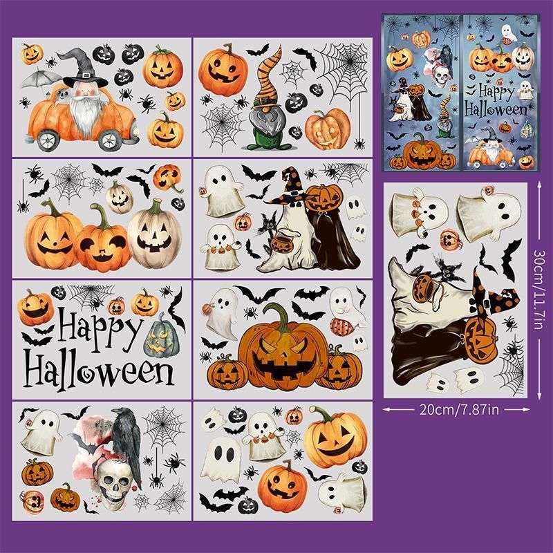 2Sets W19 Halloween Static Window Stickers (9 Sheets Per Set)