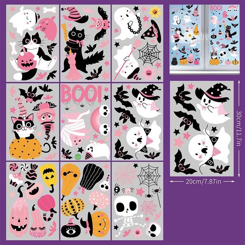 2Sets W20 Halloween Static Window Stickers (9 Sheets Per Set)