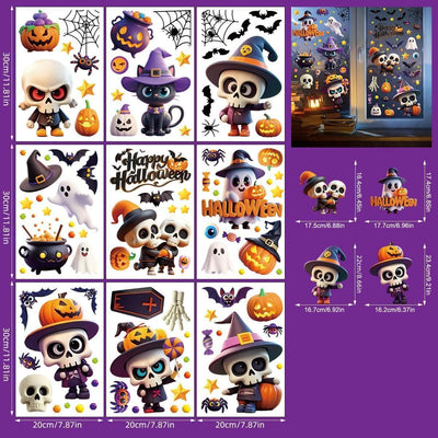 2Sets W022Q Halloween Static Window Stickers (9 Sheets Per Set)