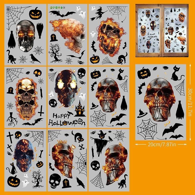 2Sets W2306 Halloween Static Window Stickers (9 Sheets Per Set)