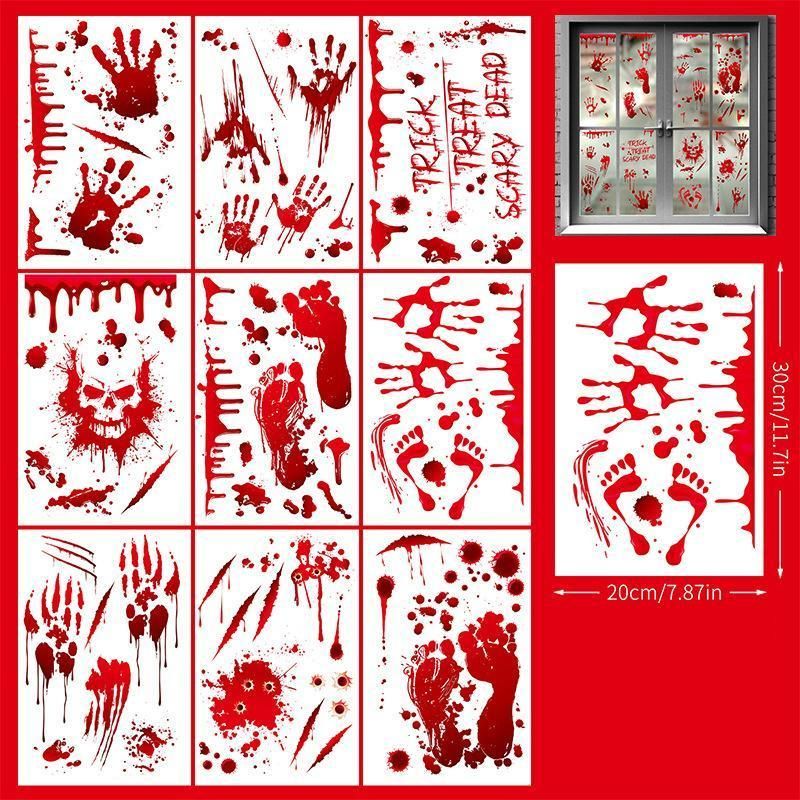 2Sets W2307 Halloween Static Window Stickers (9 Sheets Per Set)