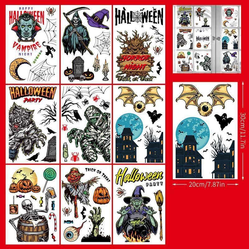 2Sets W2328 Halloween Static Window Stickers (9 Sheets Per Set)