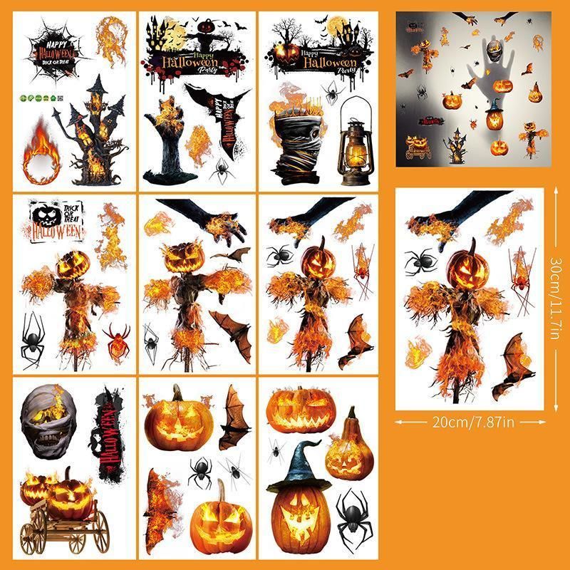 2Sets W2330 Halloween Static Window Stickers (9 Sheets Per Set)