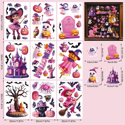 2Sets WSJ04 Halloween Static Window Stickers (9 Sheets Per Set)
