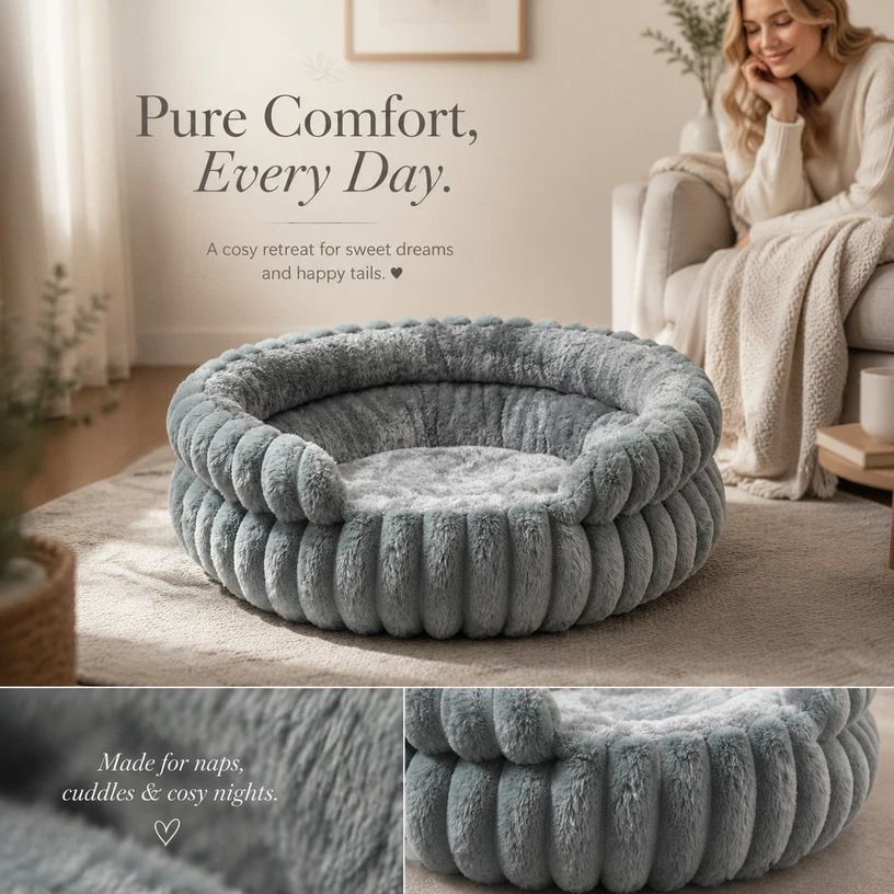 Notch Version Round Bed - Grey, Size S: 40×40×15cm