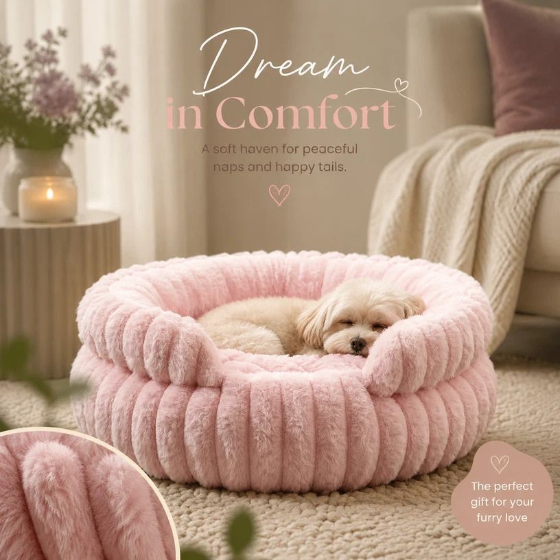 Notch Version Round Bed - Pink, Size S: 40×40×15cm
