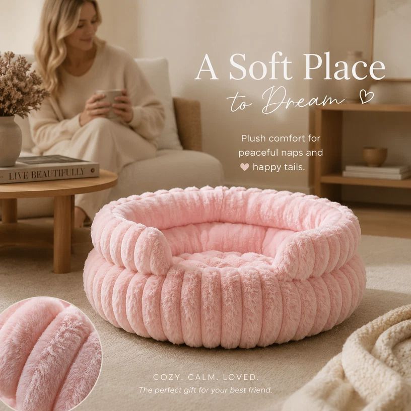 Notch Version Round Bed - Pink, Size M: 50×50×15cm
