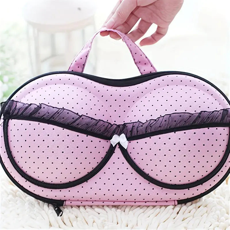 Fashionable EVA Bra Travel Storage Bag: Large Capacity Portable with Lid, Compression Resistant Anti Deformation, Essential for Business Trips, Beautiful and Practical/Foundation black spot