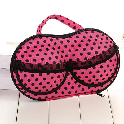 Fashionable EVA Bra Travel Storage Bag: Large Capacity Portable with Lid, Compression Resistant Anti Deformation, Essential for Business Trips, Beautiful and Practical/Rose black spot