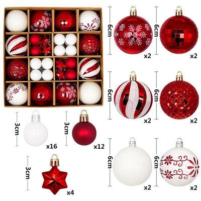 Light Luxury Plastic Christmas Ball Set | Exquisite Patterns Sparkle for the Holidays, Versatile Colors Brighten Your Home./616-46 red and white