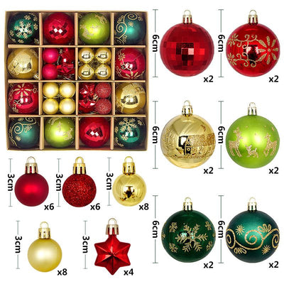 Light Luxury Plastic Christmas Ball Set | Exquisite Patterns Sparkle for the Holidays, Versatile Colors Brighten Your Home./616-35 Red, Green and Gold