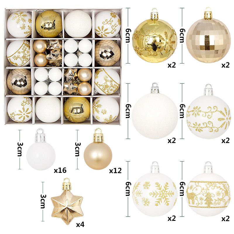 Light Luxury Plastic Christmas Ball Set | Exquisite Patterns Sparkle for the Holidays, Versatile Colors Brighten Your Home./616-36 Jin Bai