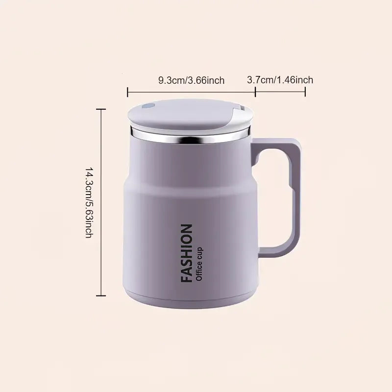 600ML Multi-Functional Mug, Three Drinking Modes: Direct Drink, Straw, Open Mouth, Bottom Storage for Folding Spoon, 304 Stainless Steel Inner Liner – A Must-Have Hydration Tool for Lazy People./Taro color