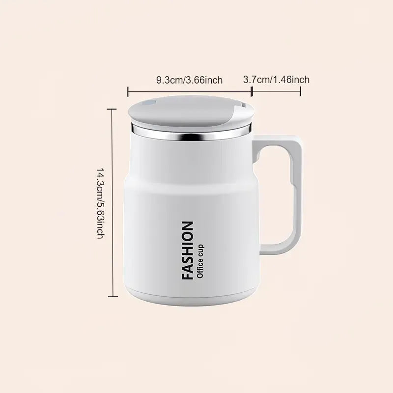 600ML Multi-Functional Mug, Three Drinking Modes: Direct Drink, Straw, Open Mouth, Bottom Storage for Folding Spoon, 304 Stainless Steel Inner Liner – A Must-Have Hydration Tool for Lazy People./WHITE