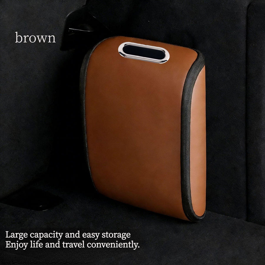 Car Trunk Shoe Box Organizer: Waterproof and Durable PVC Leather, Easy Installation with Velcro, Large Capacity for a Tidy Trunk, Say Goodbye to Mess and Travel in Style!/BROWN