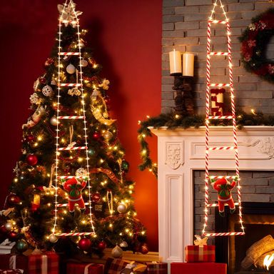 1.5M USB Remote Control Christmas Climbing Ladder Light, IP65 Waterproof with 8 Modes, Dynamic Climbing Santa, Indoor & Outdoor Holiday Decoration (Colorful Light)
