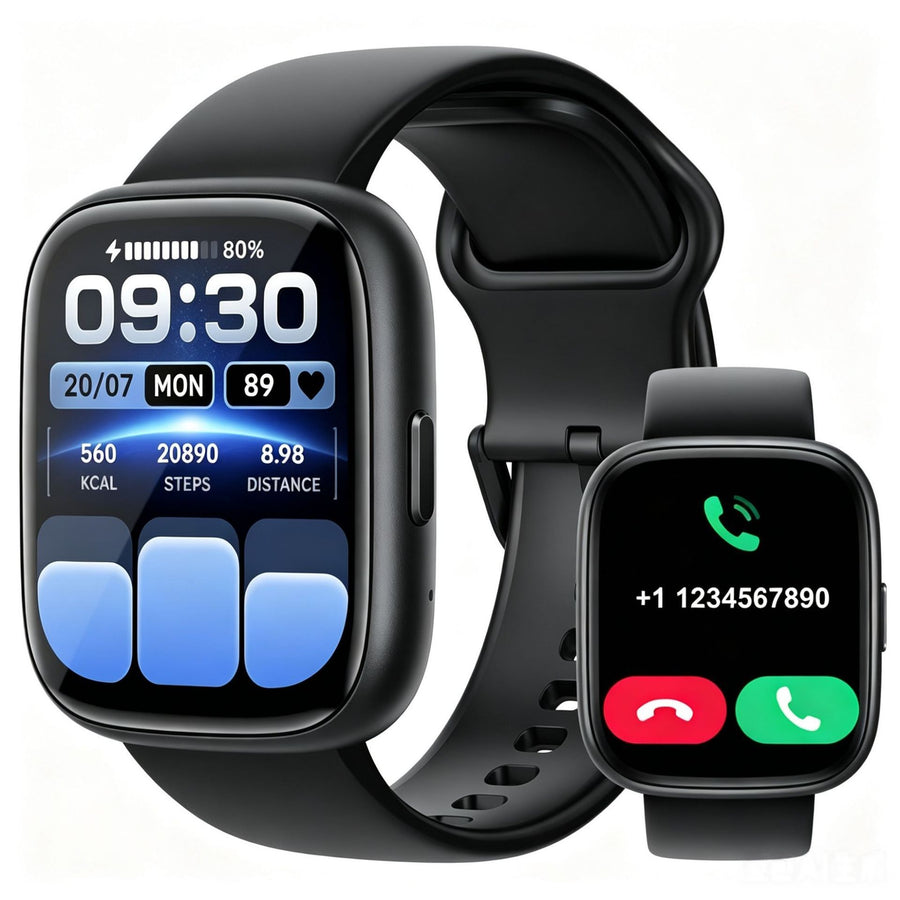 Smartwatch Voice Assistant Bluetooth Calling Health Monitoring Step Tracking  Message Alerts/black