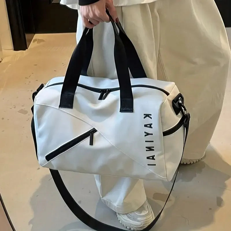 KAYINAI Travel Bag: 20-35L Spacious Storage, Independent Shoe Compartment for Dry/Wet Separation, Lightweight Hand-Carry/Crossbody 2-in-1./WHITE