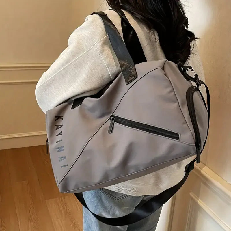 KAYINAI Travel Bag: 20-35L Spacious Storage, Independent Shoe Compartment for Dry/Wet Separation, Lightweight Hand-Carry/Crossbody 2-in-1./GREY