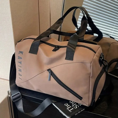 KAYINAI Travel Bag: 20-35L Spacious Storage, Independent Shoe Compartment for Dry/Wet Separation, Lightweight Hand-Carry/Crossbody 2-in-1./khaki