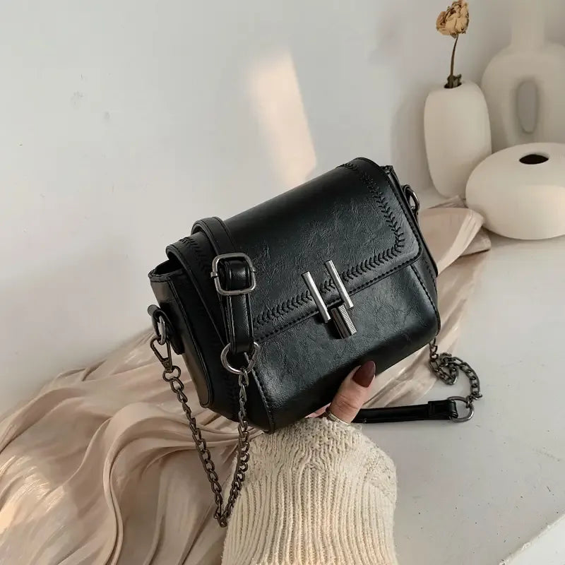Trendy Vintage Mini Bag | PVC Light Travel, Go Freely — Commute & Outdoor Dual-Purpose Crossbody Shoulder Bag./BLACK