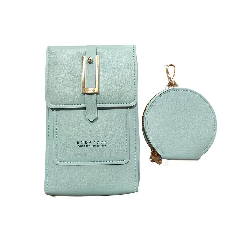 PVC Phone Bag and Coin Purse Two in One: High Definition Touch Screen Window for Sensitive Control, Zipper Anti Loss Adjustable Shoulder Strap, Practical and Beautiful for Travel Storage/GREEN